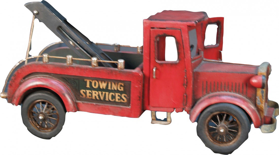 Early Wood & Cast-Iron "Towing Services" : Early Wood & Cast-Iron "Towing Services" Model Tow Truck, very nice piece