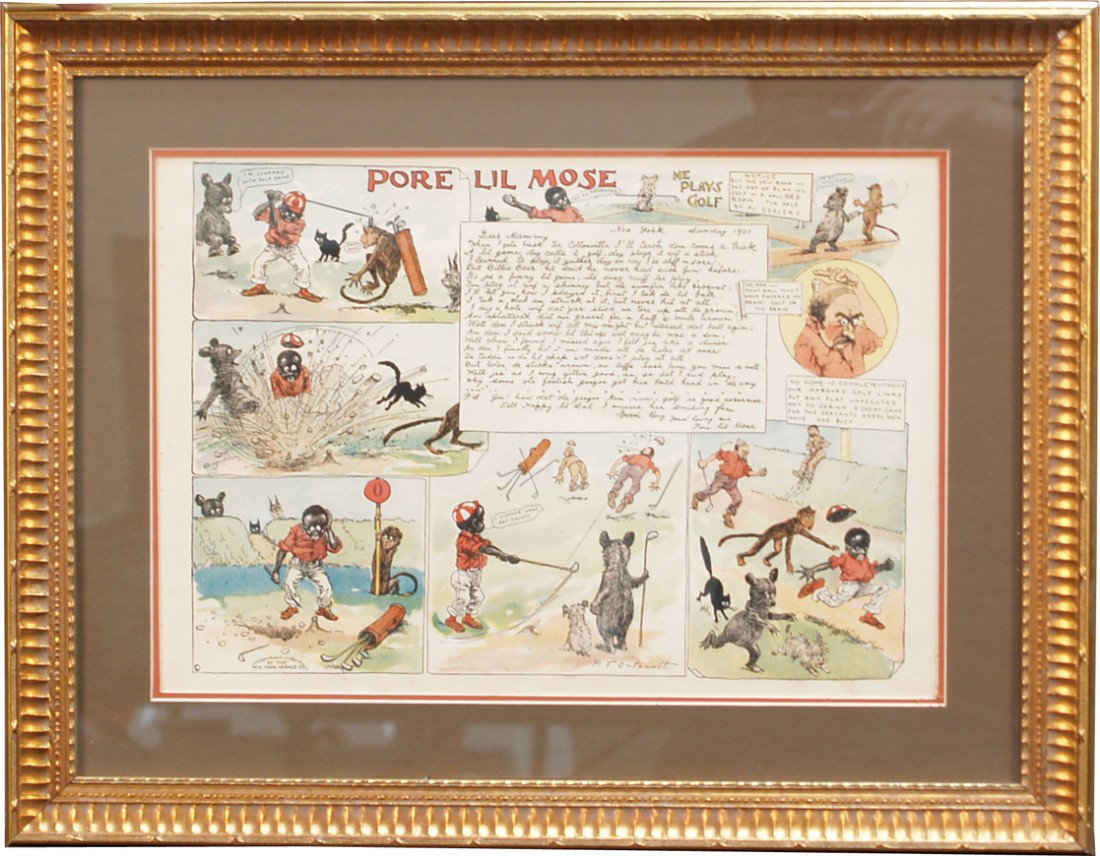"PORE LIL MOSE" Golf Comic Strip: "PORE LIL MOSE" Golf Comic Strip, Copyright 1901 By The New York Herald Co. in frame - 20" x 15"