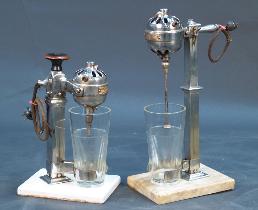 Lot Of 2 Early Countertop Hamilton Beach Malt/Shak: Lot Of 2 Early Countertop Hamilton Beach Malt/Shake Mixers w/ glass mixing cups