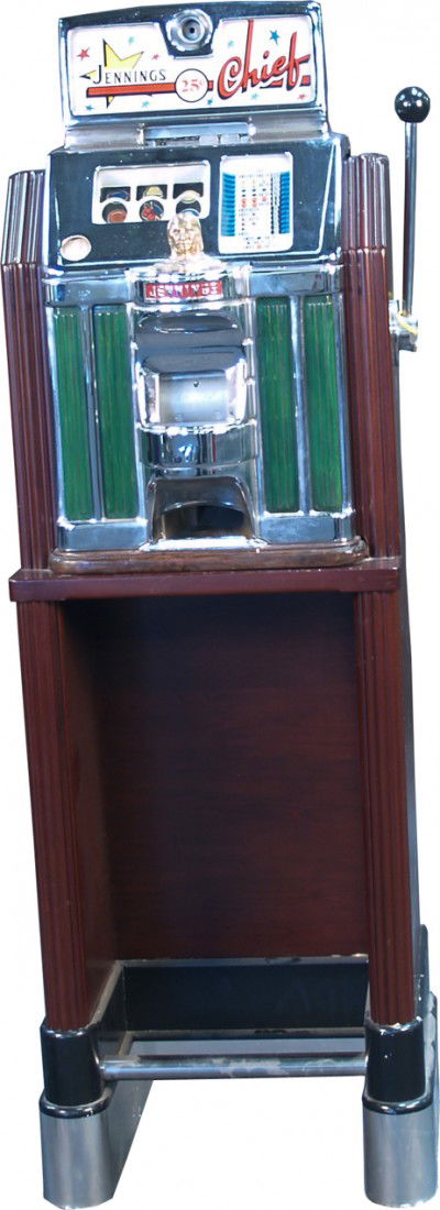 25 Cent Jennings Chief Tic-Tac-Toe Light-Up Consol: 25 Cent Jennings Chief Tic-Tac-Toe Light-Up Console Slot Machine w/ keys