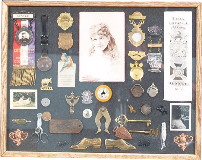 Shadow Box Filled w/ Assorted Vintage Collectible : Shadow Box Filled w/ Assorted Vintage Collectible Items - box 18" x 15"