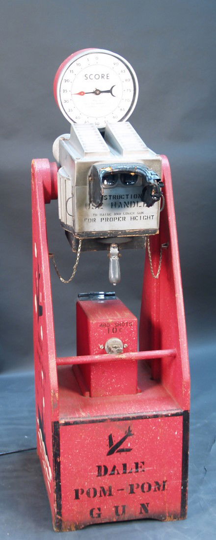 10 Cent Floor Model Dale "POM-POM Gun" Arcade Targ: 10 Cent Floor Model Dale "POM-POM Gun" Arcade Target Skill Game c1958 by Dale Engineering Co. Long Beach, California w/ keys