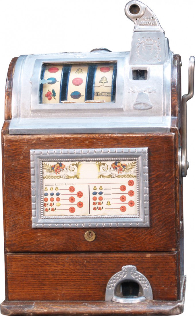 5 Cent Jennings Gooseneck Operators Bell Slot Mach: 5 Cent Jennings Gooseneck Operators Bell Slot Machine c1916