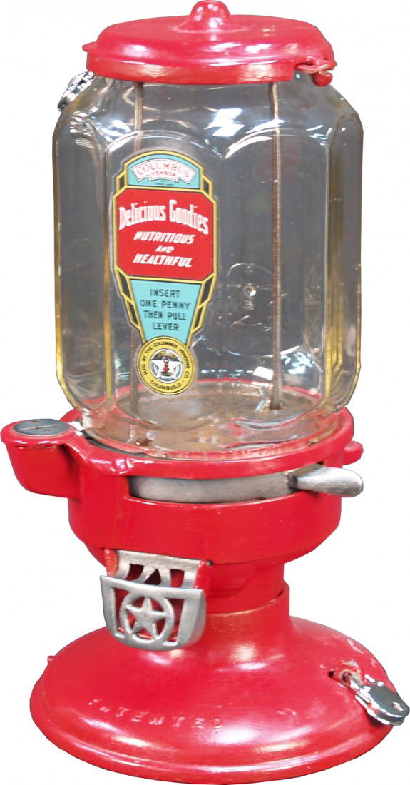1 Cent Countertop Cast-Iron Base Columbus Model A: 1 Cent Countertop Cast-Iron Base Columbus Model A Bulk Vending Machine c1924 w/ keys
