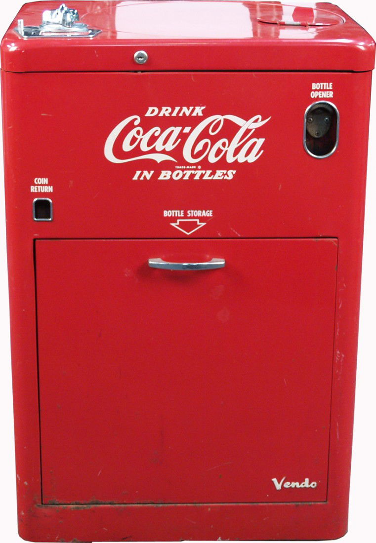 10 Cent Floor Model Coca Cola Vendo V-23 "Spin-Top": 10 Cent Floor Model Coca Cola Vendo V-23 "Spin-Top" Bottle Vending Machine c1949