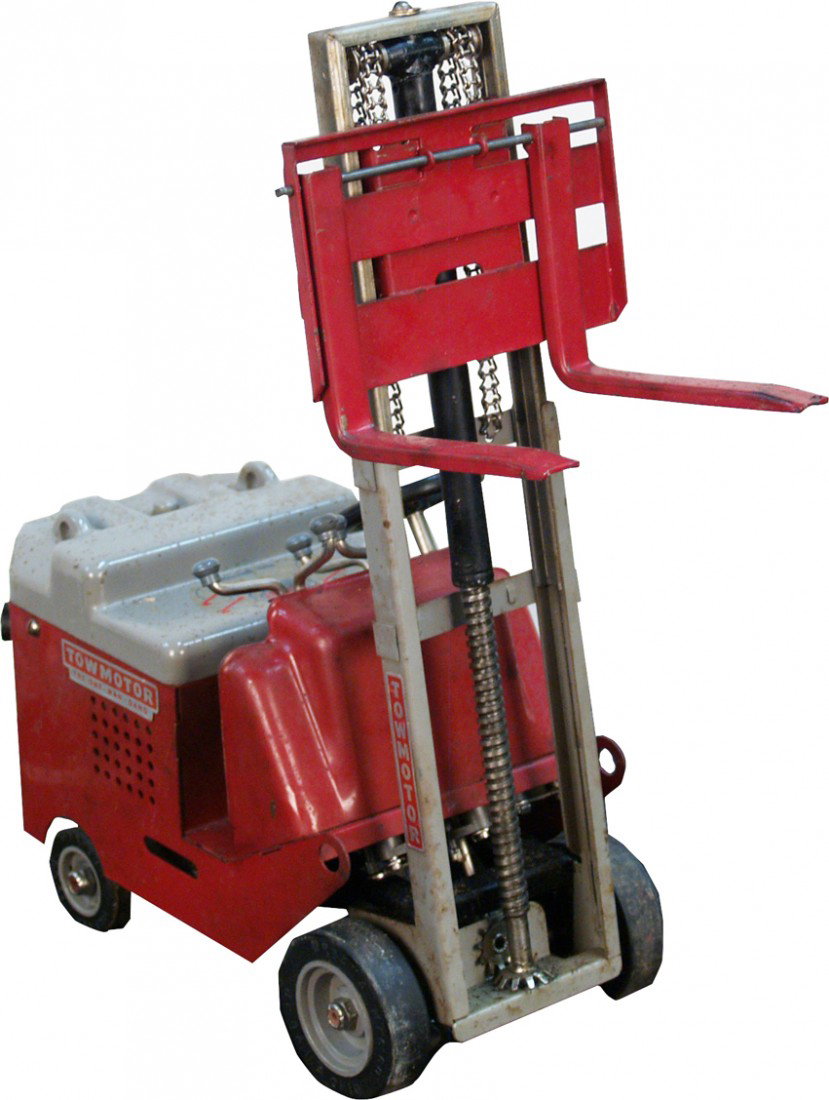 Vintage Electric Metal "Tow Motor" Mini Fork Lift: Vintage Electric Metal "Tow Motor" Mini Fork Lift "The One Man Gang" Product Of Crosby Research Foundation
