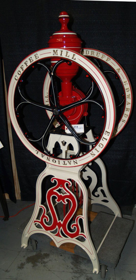 Restored Floor Model Coffee Grinder: Restored Floor Model Coffee Grinder Red, Black & Creme fresh restoration