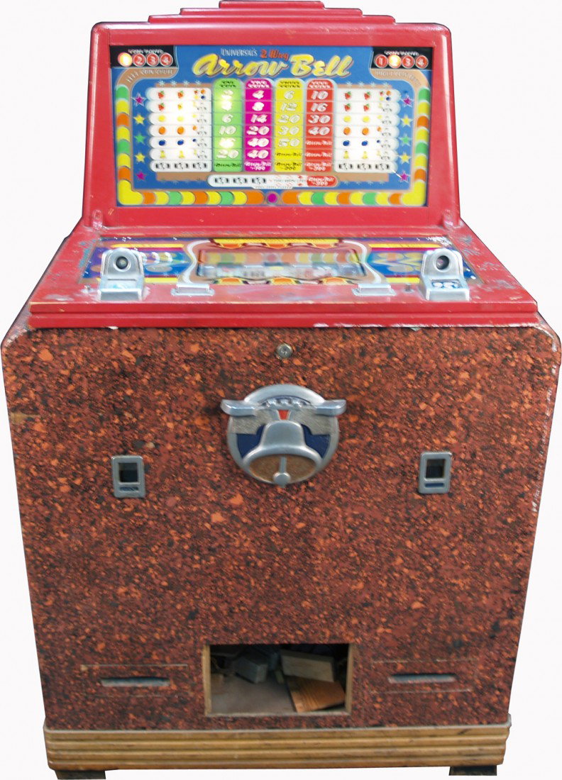5 & 25 Cent Universal's 2-Way "Arrow Bell" Consol: 5 & 25 Cent Universal's 2-Way "Arrow Bell" Console Slot Machine c1949 w/ keys