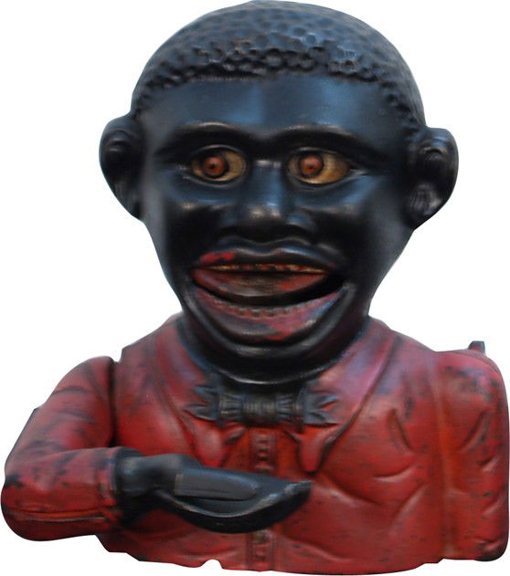 Early Countertop Cast-Iron "Little Joe Black" Mech: Early Countertop Cast-Iron "Little Joe Black" Mechanical Bank c1920's by Harper & Co. Ltd.