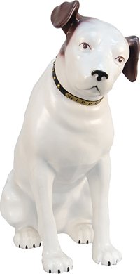 Large Resin "Nipper" Figural Dog Statue: Large Resin "Nipper" Figural Dog Statue, in good condition - 36"h