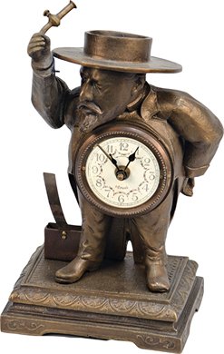 Early Bronze Mechanical Figural Match Striking Clo: Early Bronze Mechanical Figural Match Striking Clock, works lights candle, in good condition