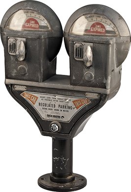 Coin-Op Double Regulated Parking Meter: Coin-Op Double Regulated Parking Meter by Duncan Industries, in original condition w/ keys
