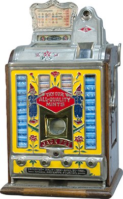 5 Cent O.D. Jennings Today Jackpot Front Vendor S: 5 Cent O.D. Jennings Today Jackpot Front Vendor Slot Machine c1930, restored w/ keys