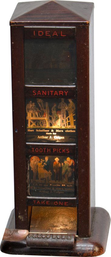 Vintage IDEAL Advertising Corp. Sanitary Toothpick: Vintage IDEAL Advertising Corp. Sanitary Toothpick Dispenser, c1926, rare machine