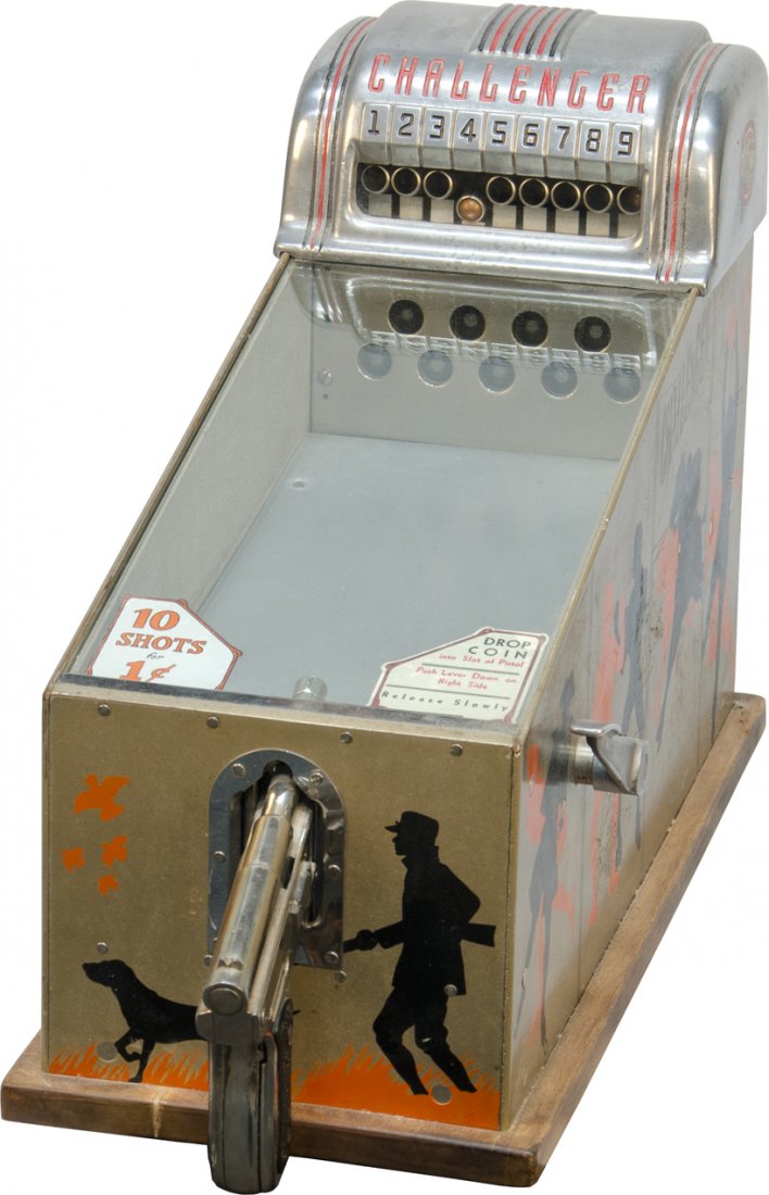 1 Cent A.B.T. MFG. Co. "Challenger" Pistol Skill S: 1 Cent A.B.T. MFG. Co. "Challenger" Pistol Skill Shot Game, c1946, in working condition
