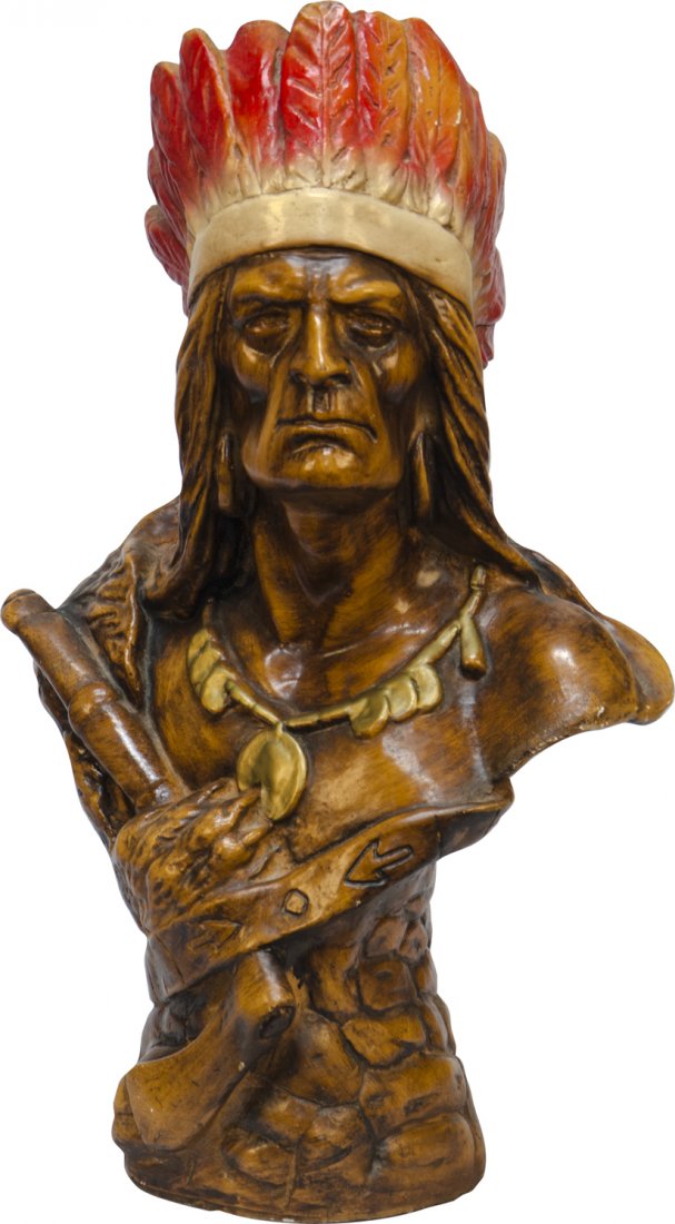 Cigar Store Plaster Figural Indian Bust: Cigar Store Plaster Figural Indian Bust - 22"h
