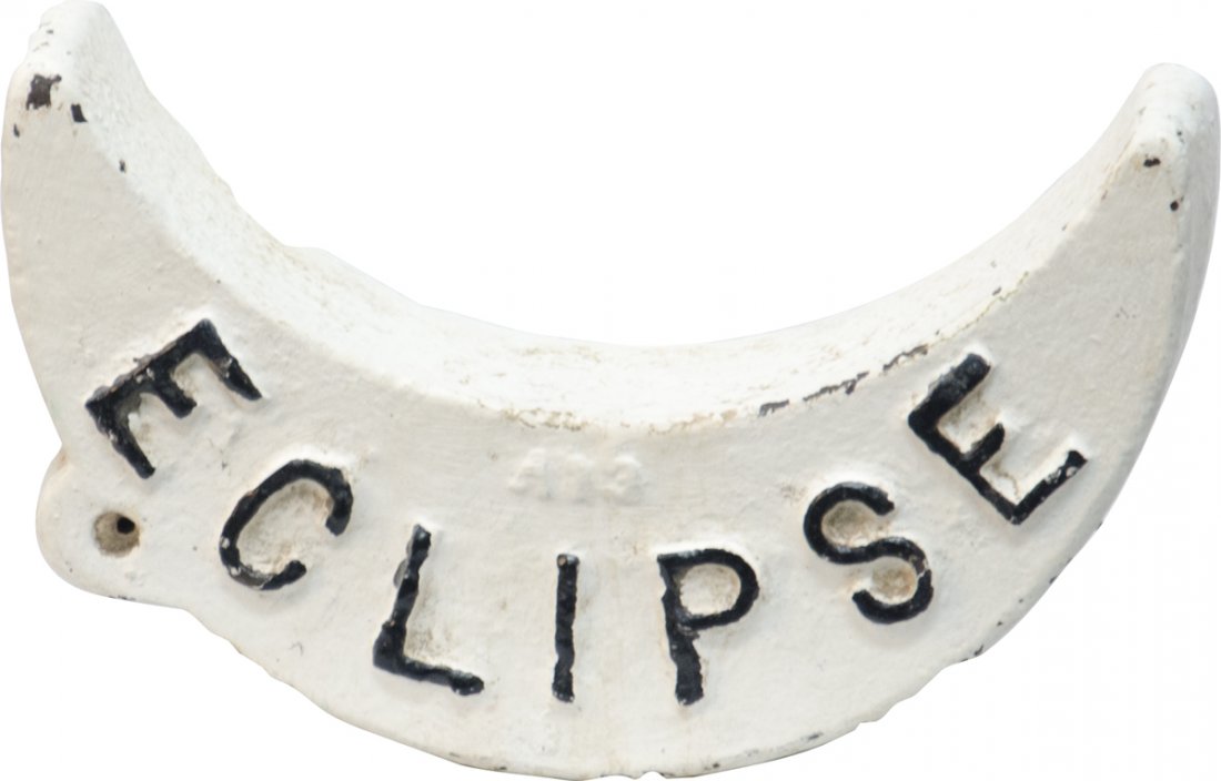 Cast-Iron "Eclipse" Crescent-Shaped Wind Mill Wei: Cast-Iron "Eclipse" Crescent-Shaped Wind Mill Weight, white w/black lettering - 10" x 17"h