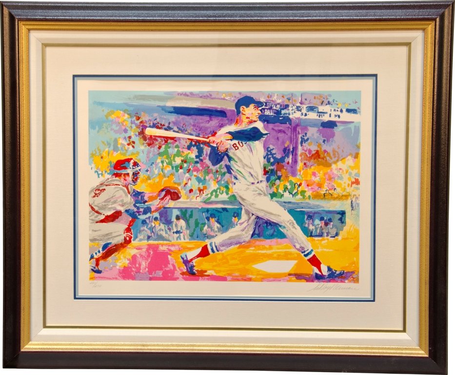 Signed Leroy Neiman (1991) Ted Williams - The Sple: Signed Leroy Neiman (1991) Ted Williams - The Splendid Splinter, Serigraph, numbered 221/270 in frame - 46" x 38"