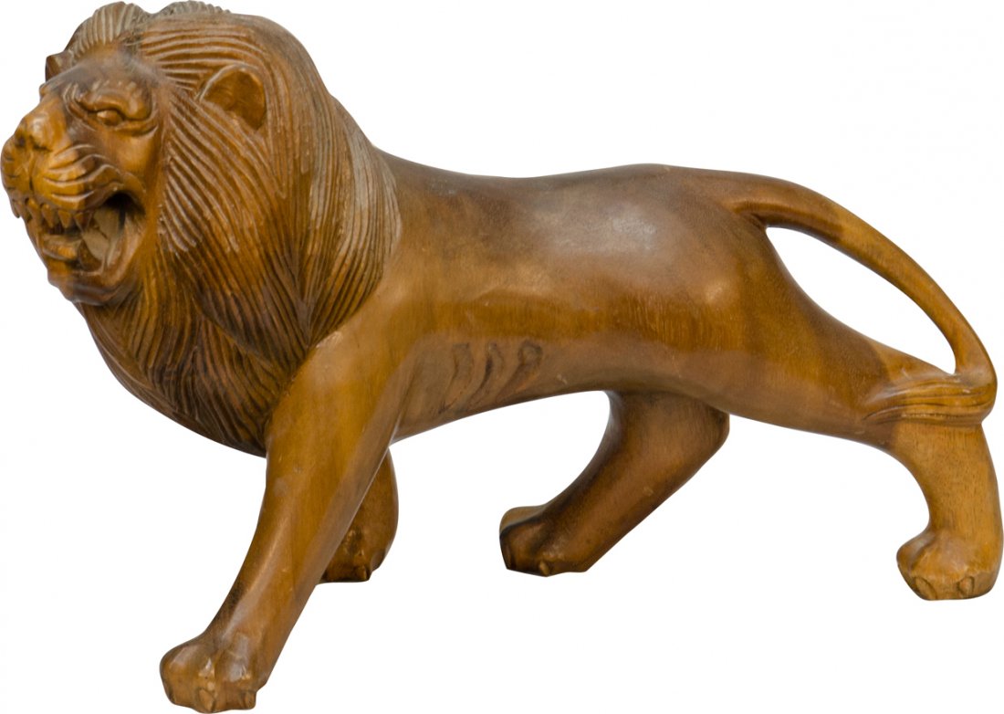 830 Wood Carved Figural Lion Statue