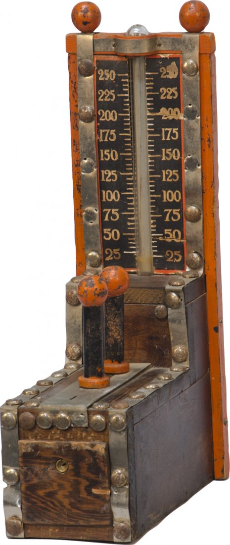 Early Squeeze Handle Strength Test Machine: Early Squeeze Handle Strength Test Machine, in wood case, non-working