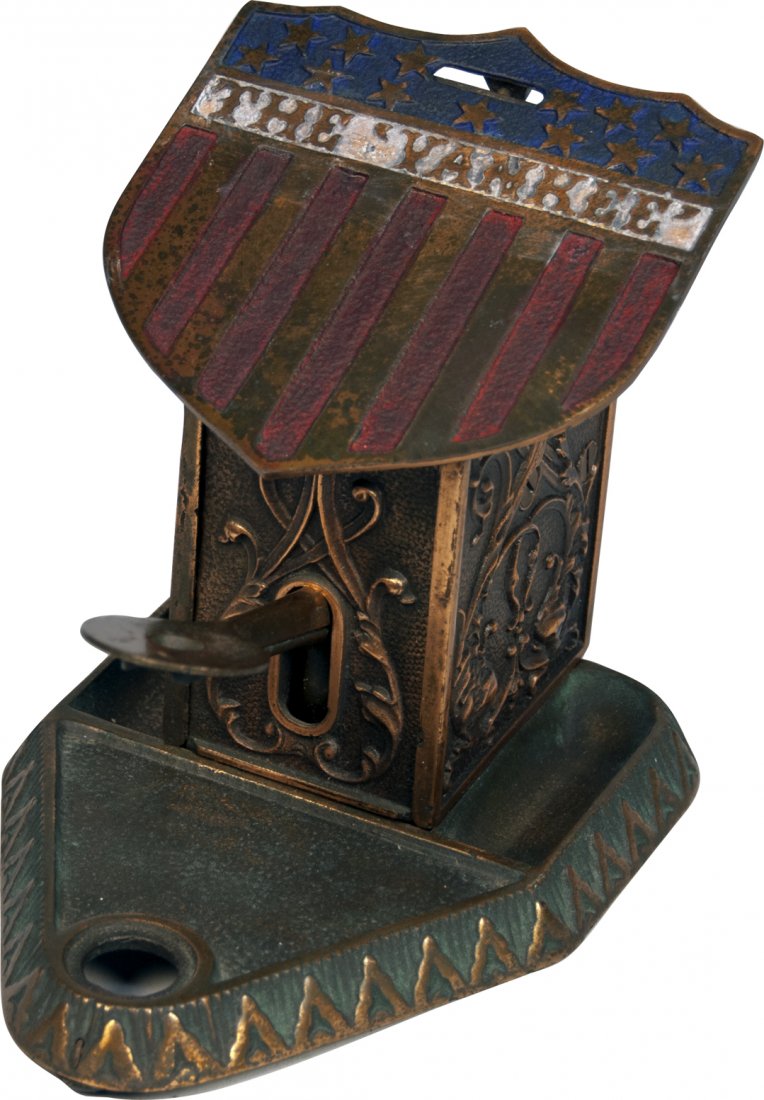 Early Cast-Iron "The Yankee" Cigar Cutter & Match : Early Cast-Iron "The Yankee" Cigar Cutter & Match Dispenser, c1909, by The Northwestern Novelty Co.