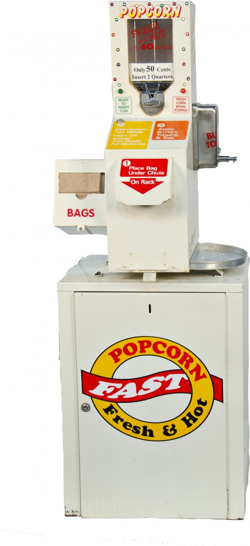 50 Cent "Fresh, Hot Popcorn In 60 Seconds" Vending: 50 Cent "Fresh, Hot Popcorn In 60 Seconds" Vending Machine w/ key