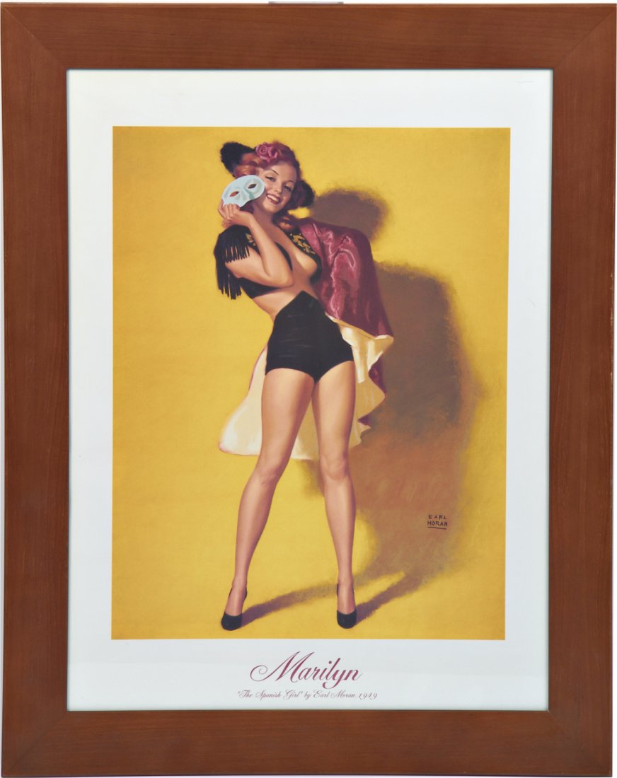 Marilyn Monroe "The Spanish Girl" by Earl Moran 19: Marilyn Monroe "The Spanish Girl" by Earl Moran 1949 Print in Frame w/ certificate of authenticity number 1718/7500, Limited edition prints by Illustrations Remembered, Inc. - 28" x 22"