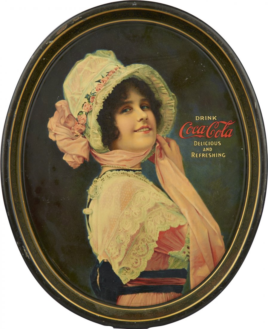 Vintage Drink Coca Cola "Betty" Oval Tin Serving Tray: Vintage Drink Coca Cola "Betty" Oval Tin Serving Tray "Delicious and Refreshing", By The Coca-Cola Co. c1914, Good condition - 12" x 15"