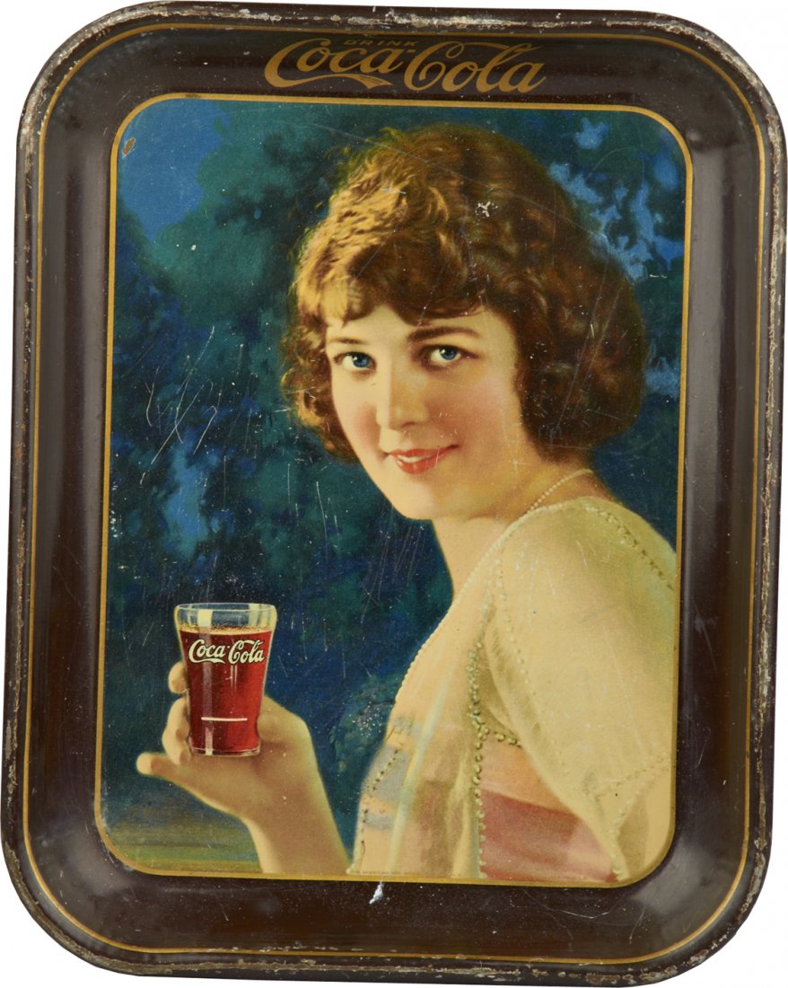 Vintage Drink Coca Cola Tin Serving Tray: Vintage Drink Coca Cola Tin Serving Tray featuring lady w/ glass, By The Coca-Cola Co. and The American Art Works, Coshocton, O. c1924 - 10"w x 13"h