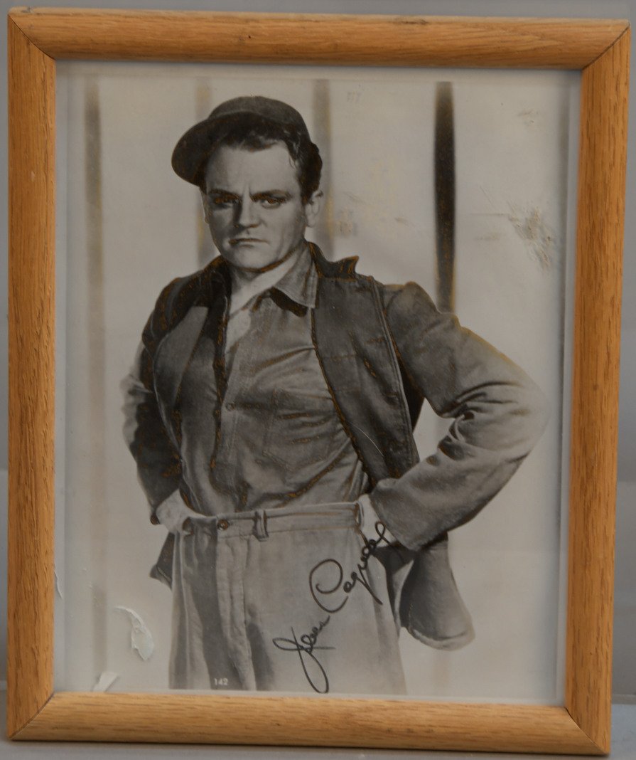 James Cagney Signed Photograph In Frame: James Cagney Signed Photograph In Frame, "142", Black & White w/ Gold Outline Detailing - 9" x 11"