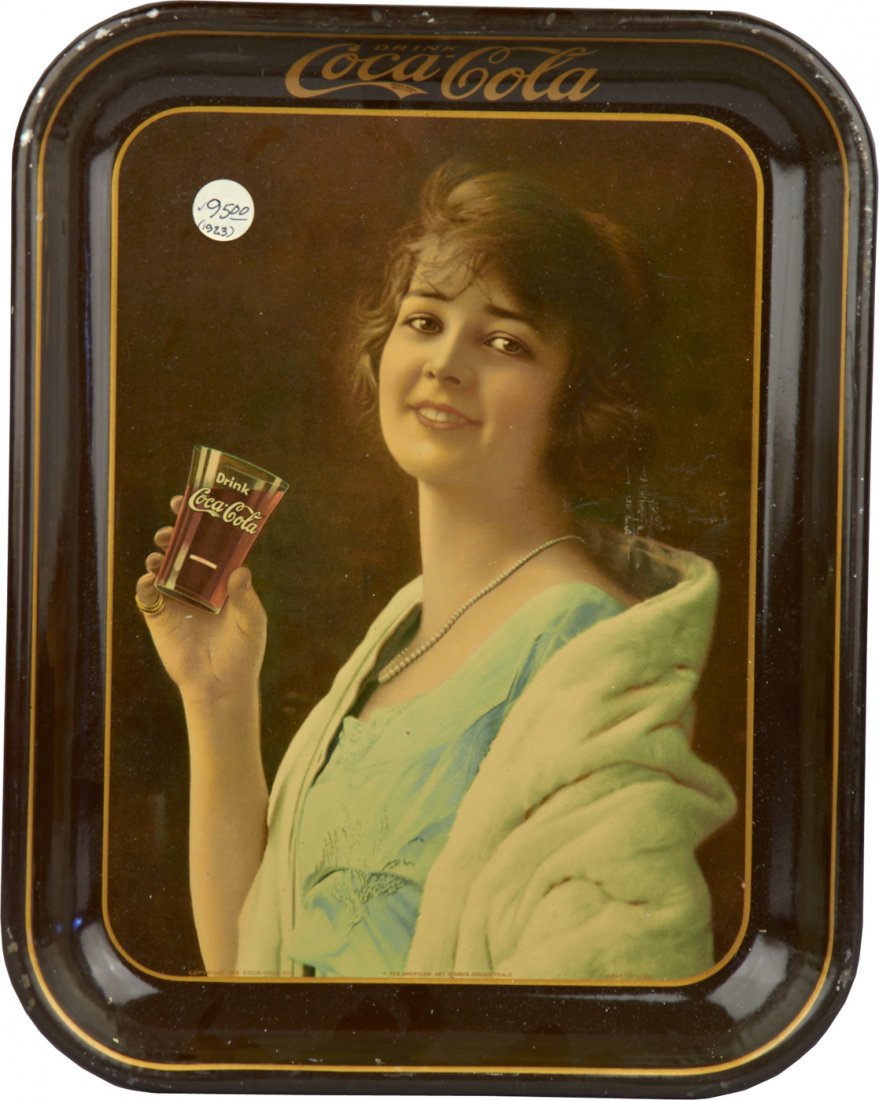 Vintage Drink Coca Cola Tin Serving Tray: Vintage Drink Coca Cola Tin Serving Tray featuring lady in pearls, The Coca-Cola Co. and The American Art Works, Coshocton, O. c1923 - 10"w x 13"h
