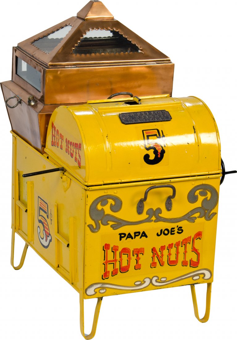 R.J. Masbach "Papa Joe's Hot Nuts 5 Cents" Nut Roaster: R.J. Masbach "Papa Joe's Hot Nuts 5 Cents" Nut Roaster And Dispenser Cart By R.J. Masbach 80 Vesey St. New York