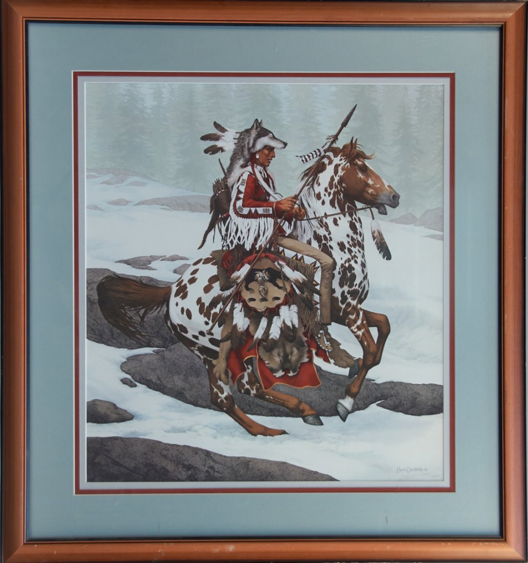 "Guardian Spirits" Bev Dolittle Limited Edition Signed: "Guardian Spirits" Bev Dolittle Limited Edition Signed Lithograph Print In Frame, Numbered 2407/13238 - 28" x 31"