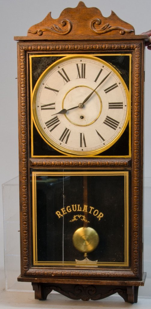 Vintage Waterbury Store Regulator Time Only Wall Clock