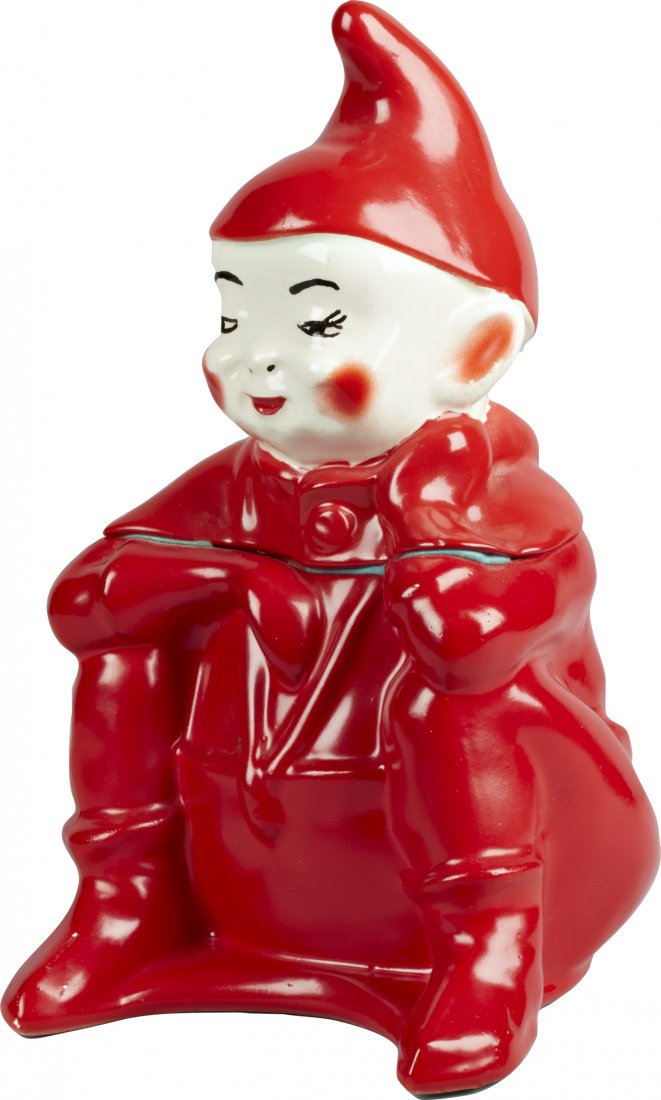 McCoy Pottery Red Leprechaun Ceramic Cookie Jar: McCoy Pottery Red Leprechaun Ceramic Cookie Jar, No. 169, unmarked. At limited production, this jar never appeared in the McCoy catalogs. Rare, great condition.