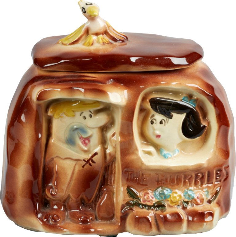 American Bisque The Rubbles House Ceramic Cookie Jar: American Bisque The Rubbles House Ceramic Cookie Jar, marked "USA" near bottom. Very nice condition