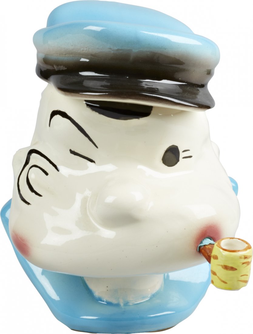 American Bisque Popeye Ceramic Cookie Jar: American Bisque Popeye Ceramic Cookie Jar w/ceramic pipe, marked "USA" near bottom. Good condition Very Rare, Possibly a prototype