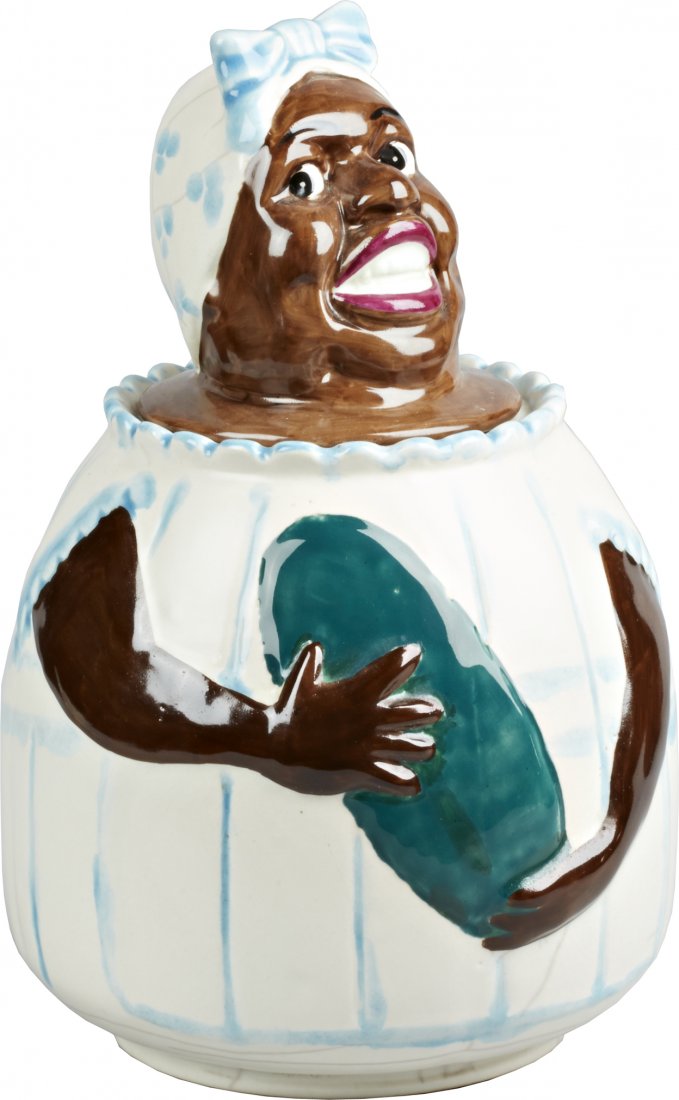 Black Americana Weller "Mammy" Ceramic Cookie Jar: Black Americana Weller "Mammy" Ceramic Cookie Jar, unmarked, c1935. Beautiful and hard to find jar, has crazing