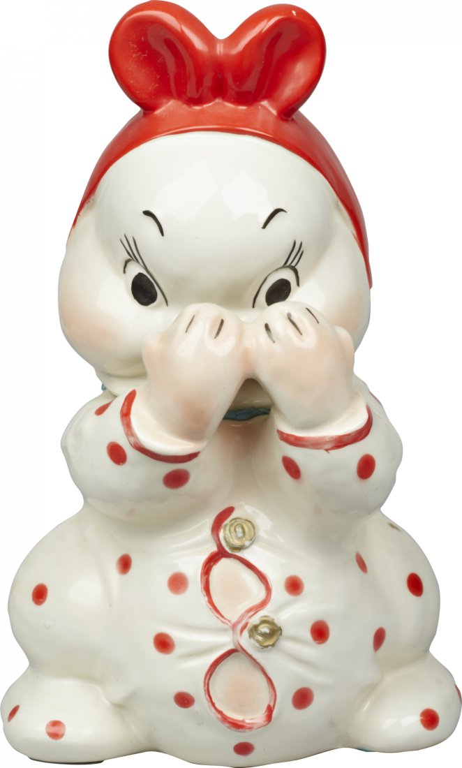 Regal China Co. Peek-A-Boo Ceramic Cookie Jar: Regal China Co. Peek-A-Boo Ceramic Cookie Jar, marked "Peek-A-Boo Van Tellingen Copyright" on bottom. Designed by children's illustrator and designer Ruth Van Tellingen. Said to be the only cookie jar
