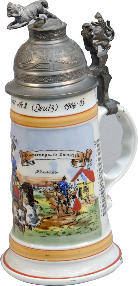 Original Vintage German Beer Stein "Reserve Hat Ruh" dr: Original Vintage German Beer Stein "Reserve Hat Ruh" drink all liquid to reveal lithopane of nude lady on bottom of stein