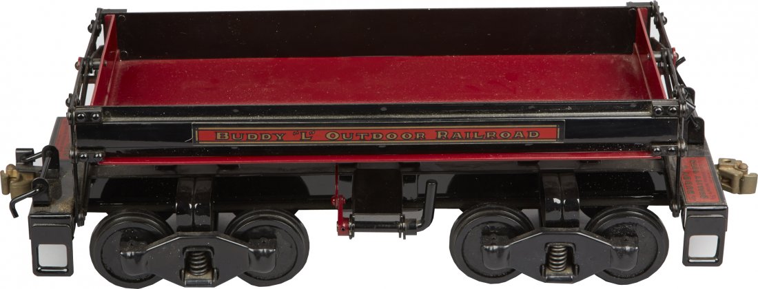 Vintage Buddy L Outdoor Railroad: Vintage Buddy L Outdoor Railroad, c1930, ballast dump car, restored condition - 17"l