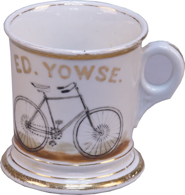 Ed. Yowse Bicycle Ceramic Shaving Mug