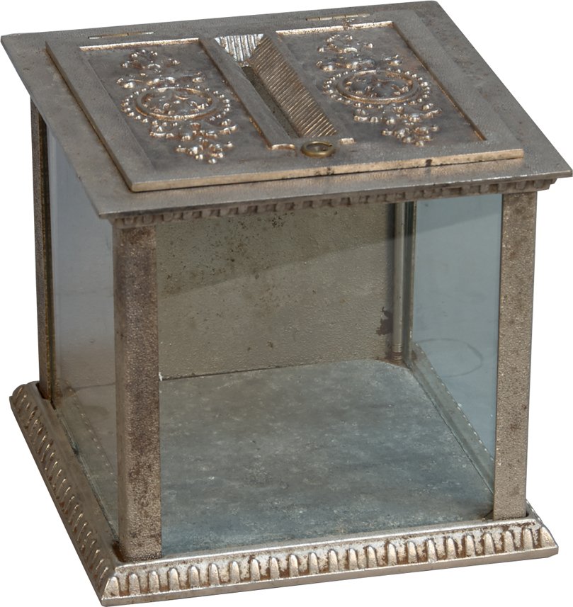 National Novelty Co. Ornate Slot Machine Cash Box: National Cash Register CoTicket Box, Glass on 3 sides, w/ key