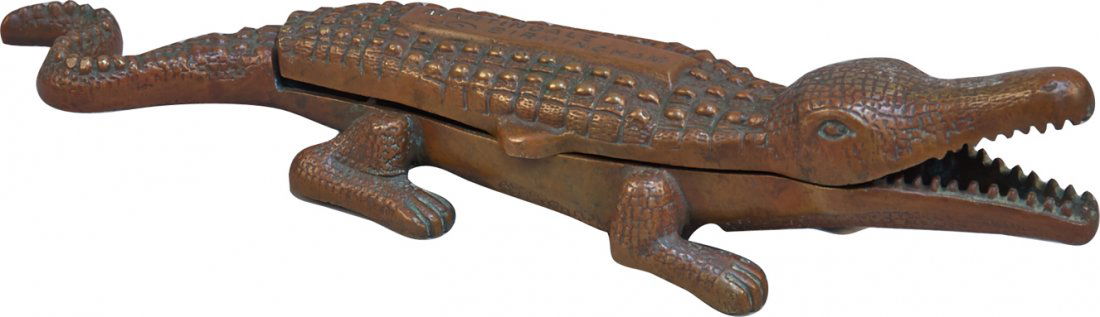Bronze Crocodile Match Safe Advertising Martindale: Bronze Crocodile Match Safe Advertising Martindale Birmingham Machetes, Highly detailed, Nearly 1 ft. long