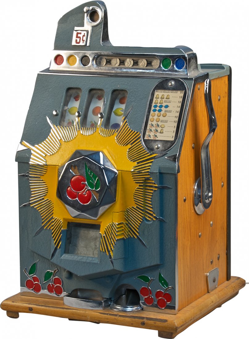 5 Cent Mills Novelty Bursting Cherry Slot Machine Jun 01, 2013