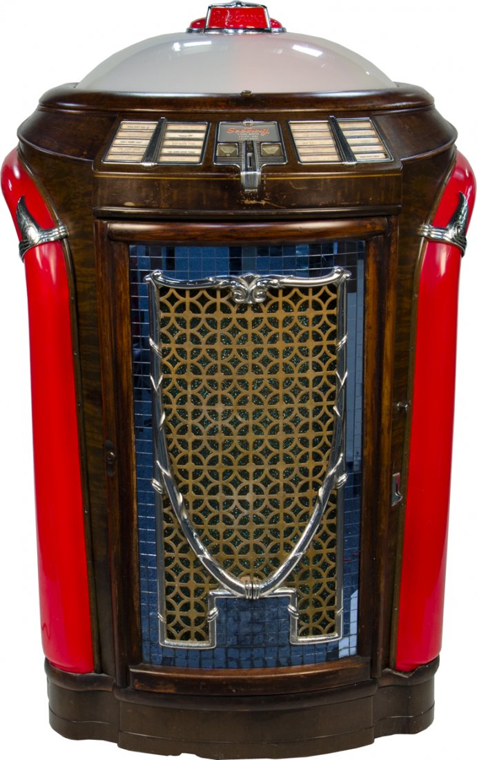 Seeburg Symphonola Model 147m "Trash-Can" Jukebox C1947: Seeburg Symphonola Model 147m "Trash-Can" Jukebox C19477, plays 45 RPM records w/ records & key
