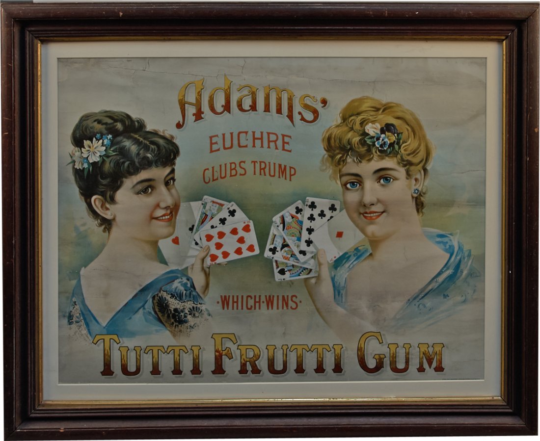 Adams Tutti Frutti Gum Litho. Advertisement In Frame
