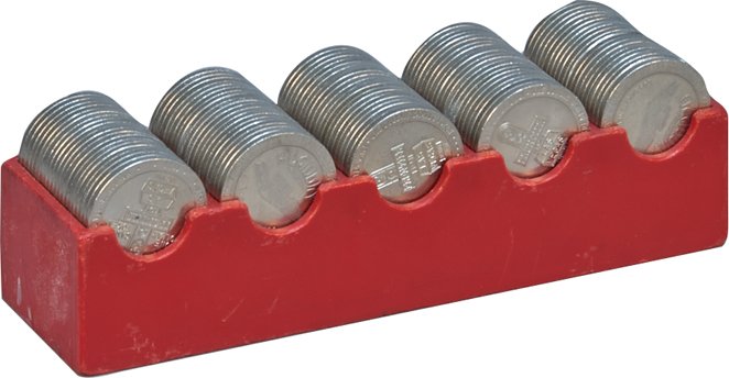 Red Rack Of Las Vegas Casino Gaming Tokens: Red Rack Of Las Vegas Casino Gaming Tokens, 100-Count of 1-Dollar tokens from the Aladdin, Frontier, Circus Circus, Westward Ho, Desert Inn, etc. casinos