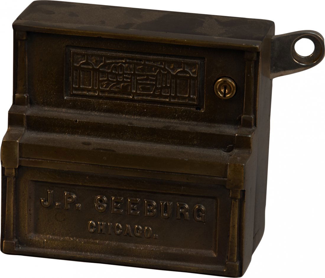 J.P. Seeburg Nickelodeon Piano Wall Mount Money Box: J.P. Seeburg Nickelodeon Piano Wall Mount Money Box (Case Only) w/ key