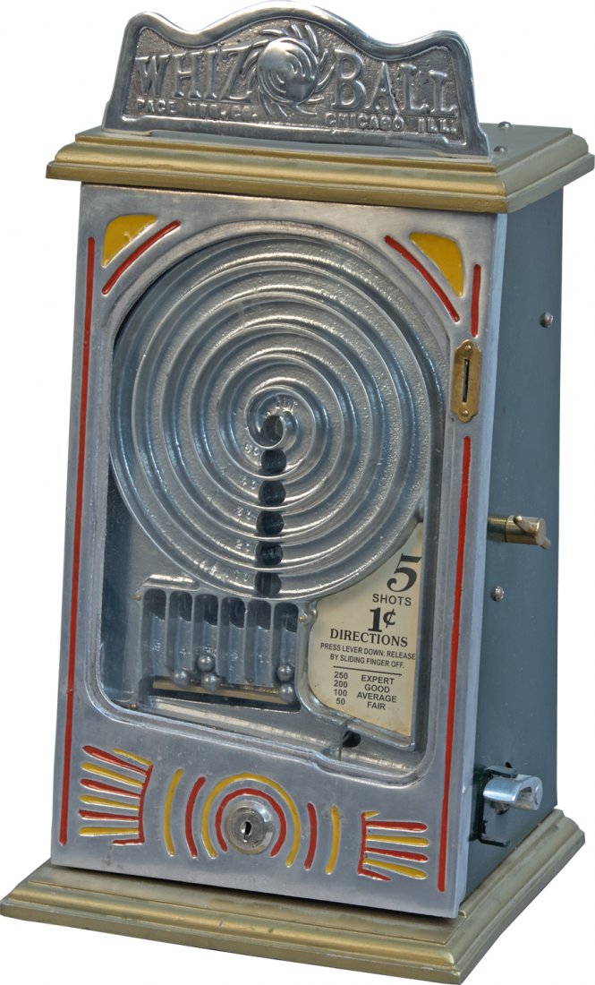 1 Cent Pace MFG. Whiz Ball Flipball Spiral Countertop S: 1 Cent Pace MFG. Whiz Ball Flipball Spiral Countertop Skill Game Trade Stimulator w/ Pace "Whiz Ball" top sign c1931 w/ keys Remnufactured